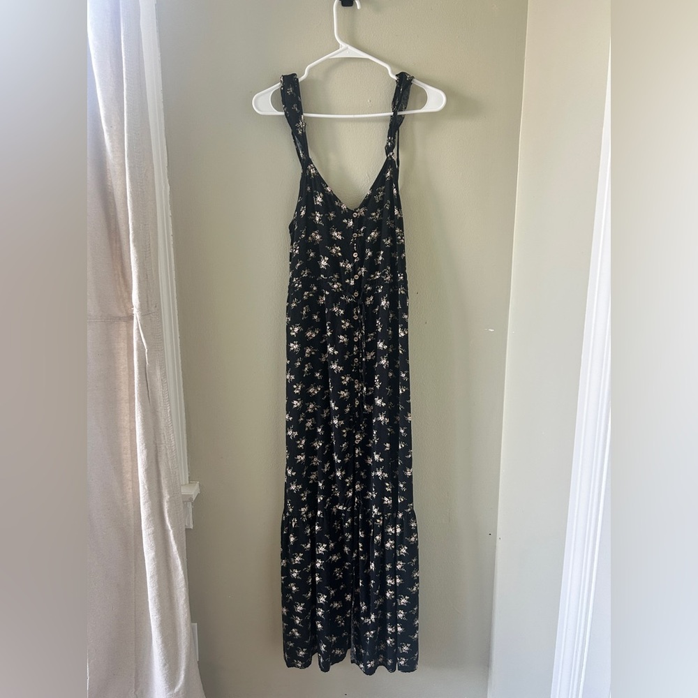 American Eagle Outfitters Black and White Spaghetti Strap Maxi Sundress